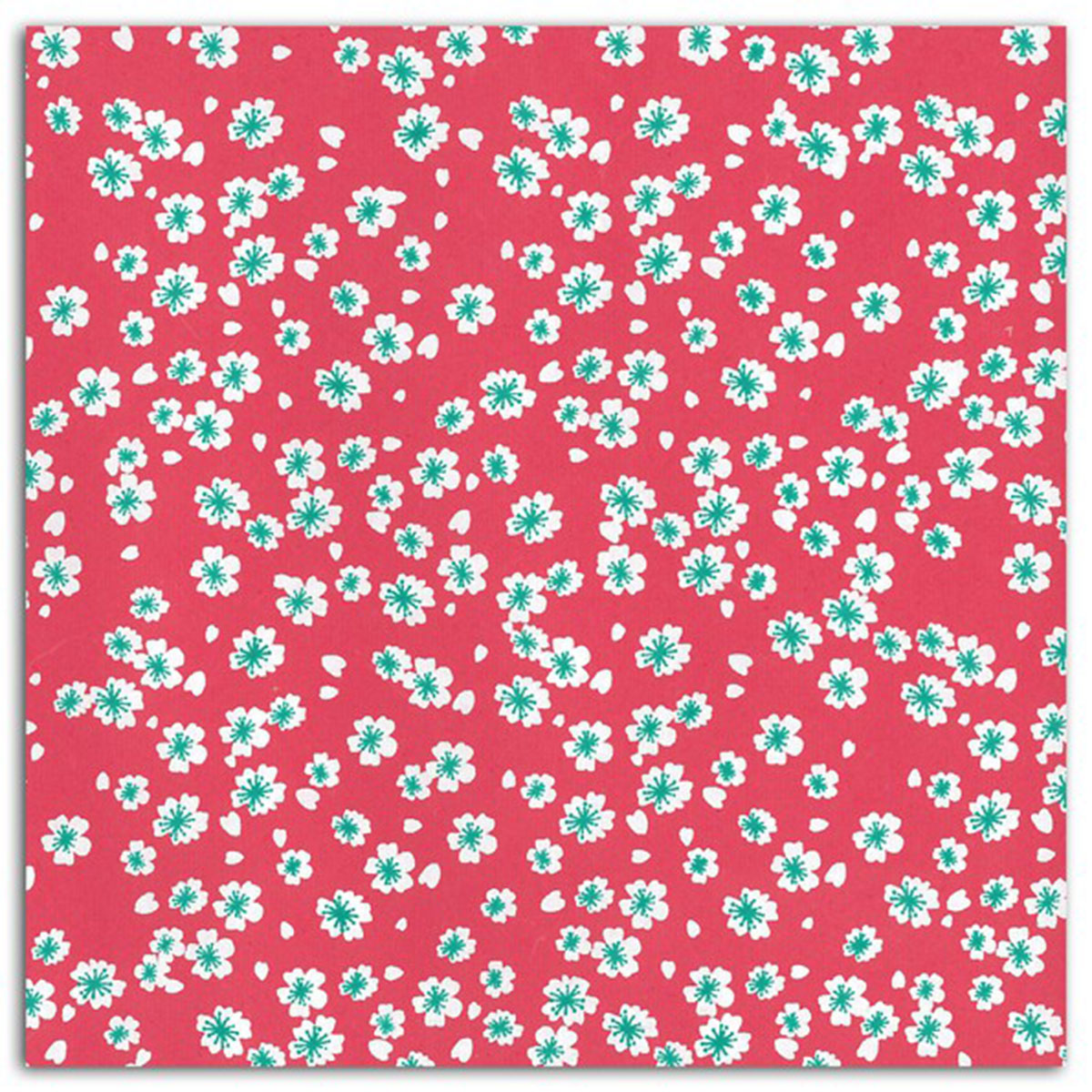 1 feuille de papier recyclé – 38x56cm – Fleurs du Japon corail – L'Or de Bombay