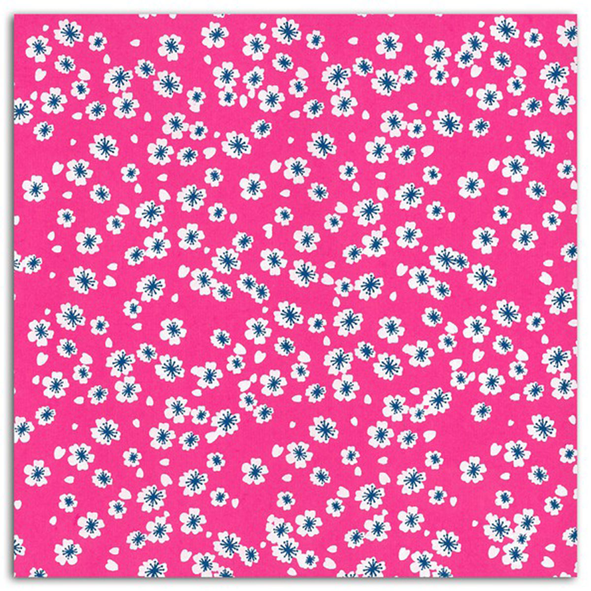 1 feuille de papier recyclé – 38x56cm – Fleurs du Japon fuchsia – L'Or de Bombay
