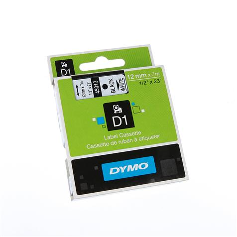 Ruban Label Cassette - pvc - noir et blanc - 12 mm x 7 m