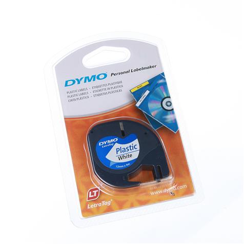 Ruban pour titreuse LetraTag - pvc - noir sur blanc - 12 mm x 4 m