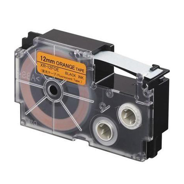 Ruban adhésif XR-12FOE-W-DJ - noir sur fond orange - 12 mm - Casio