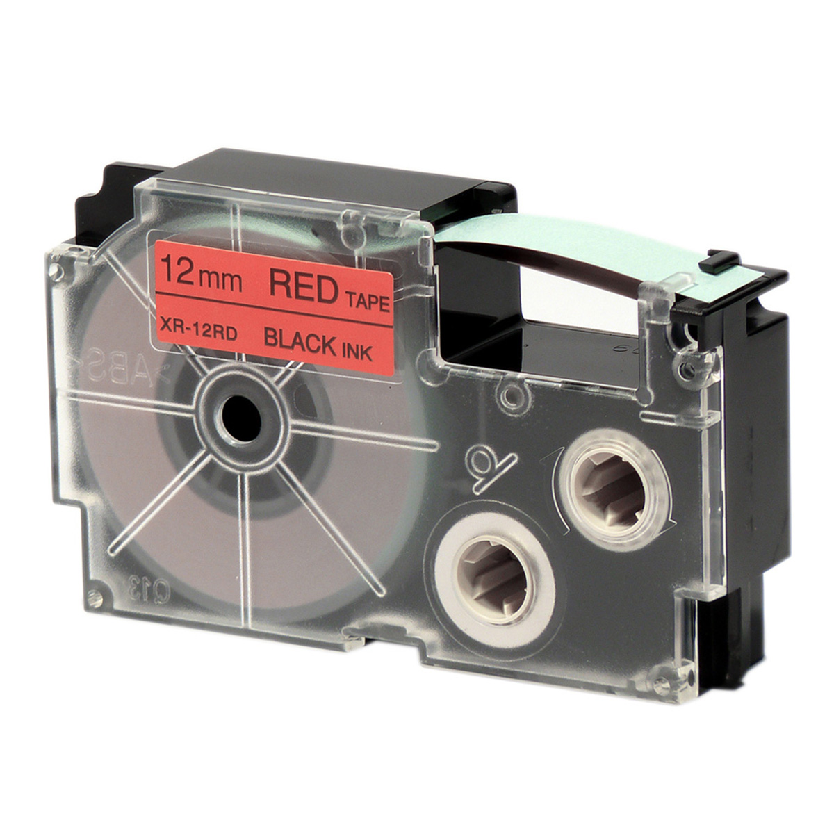 Ruban adhésif XR-12RD1-W-DJ - noir sur rouge - 12 mm - Casio