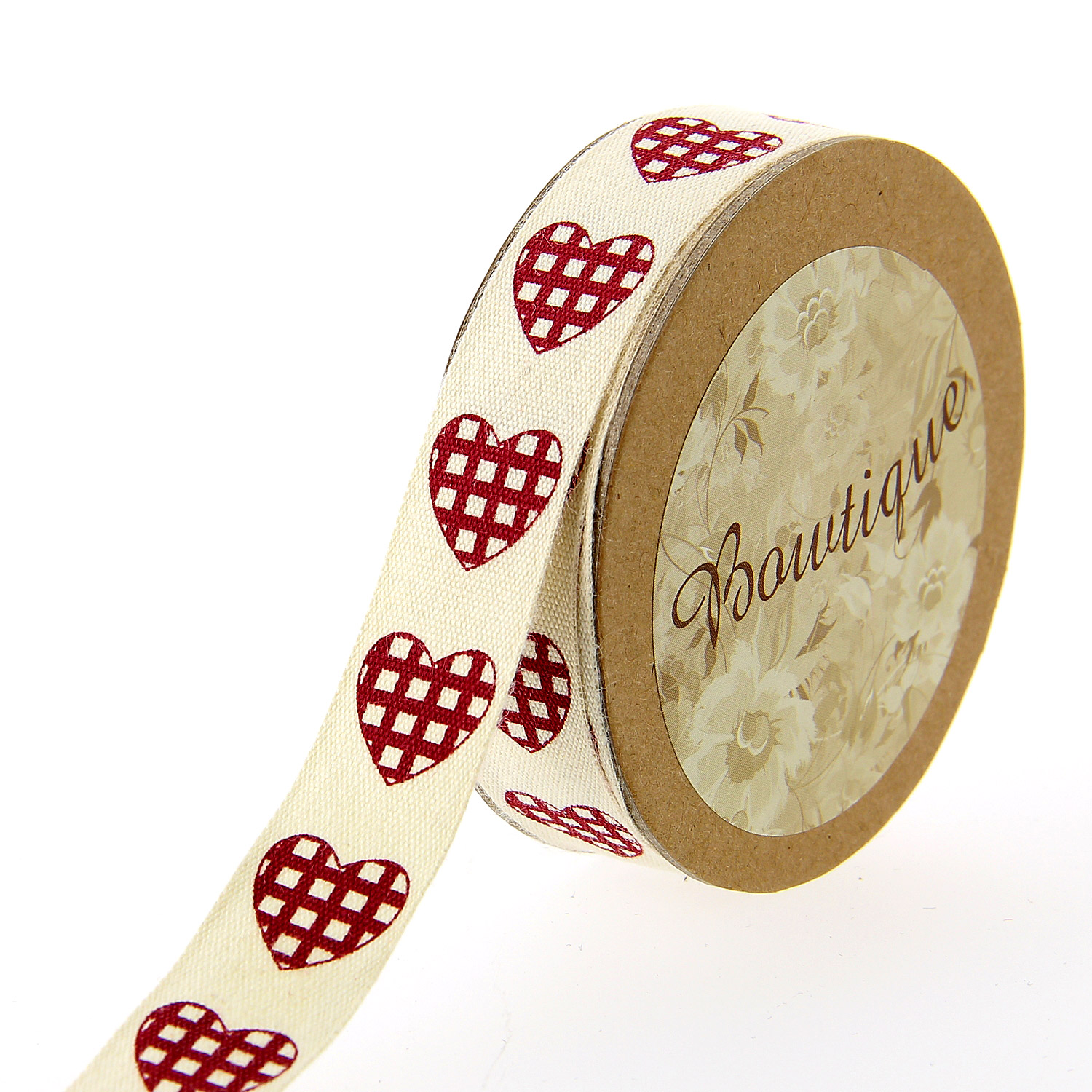 Ruban de Coton 5mx15mm - Cœurs - Distrifil