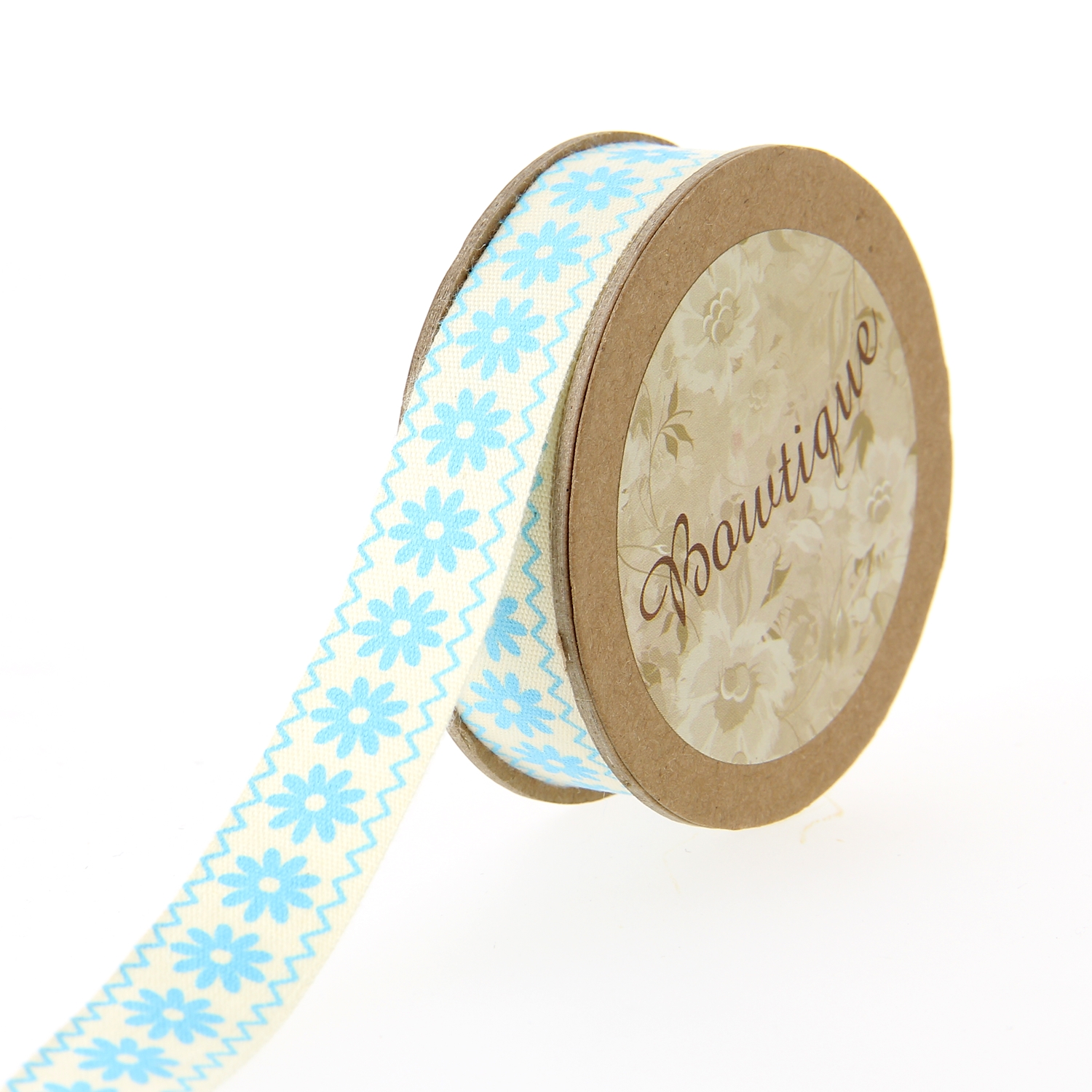 Ruban de Coton 5mx15mm - Fleurs bleues - Distrifil