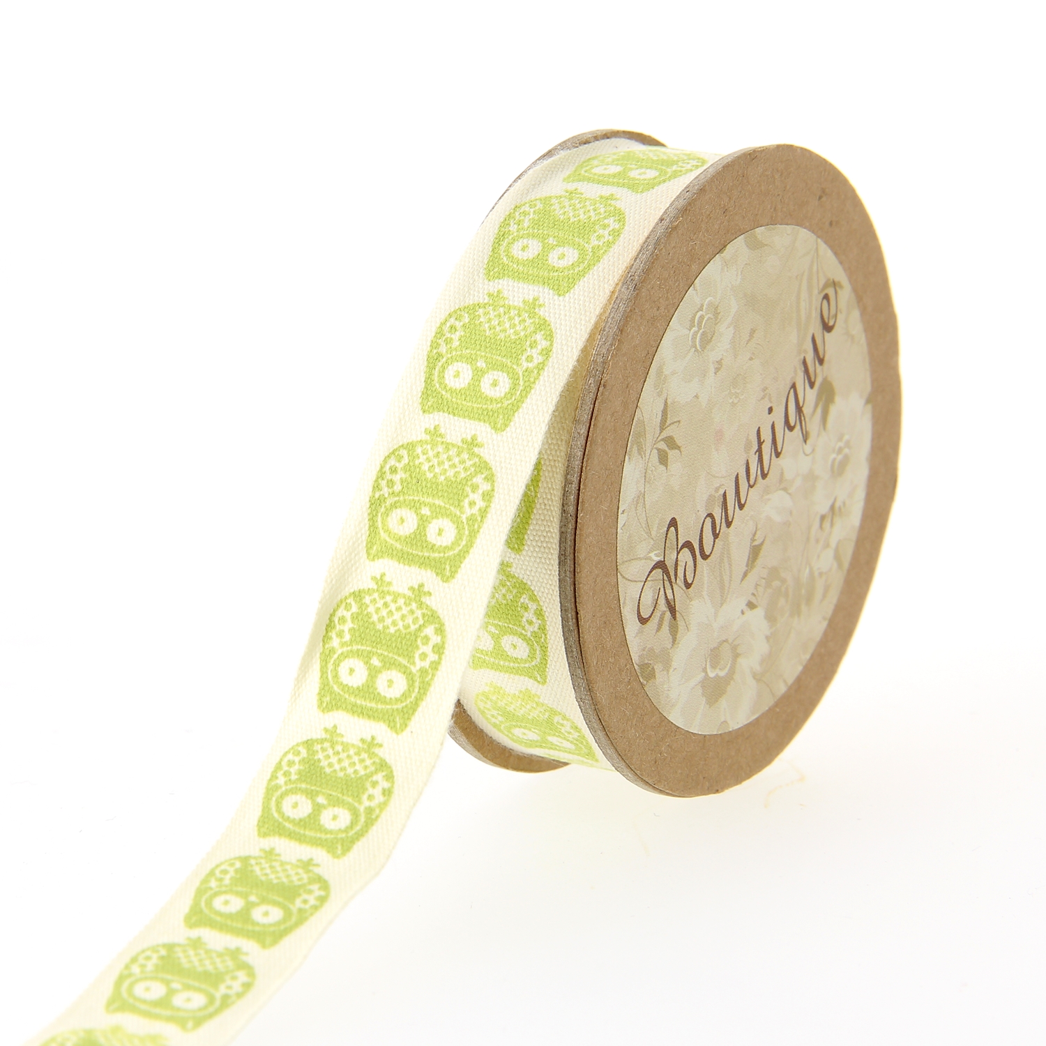 Ruban de Coton 5mx15mm - Hiboux verts - Distrifil