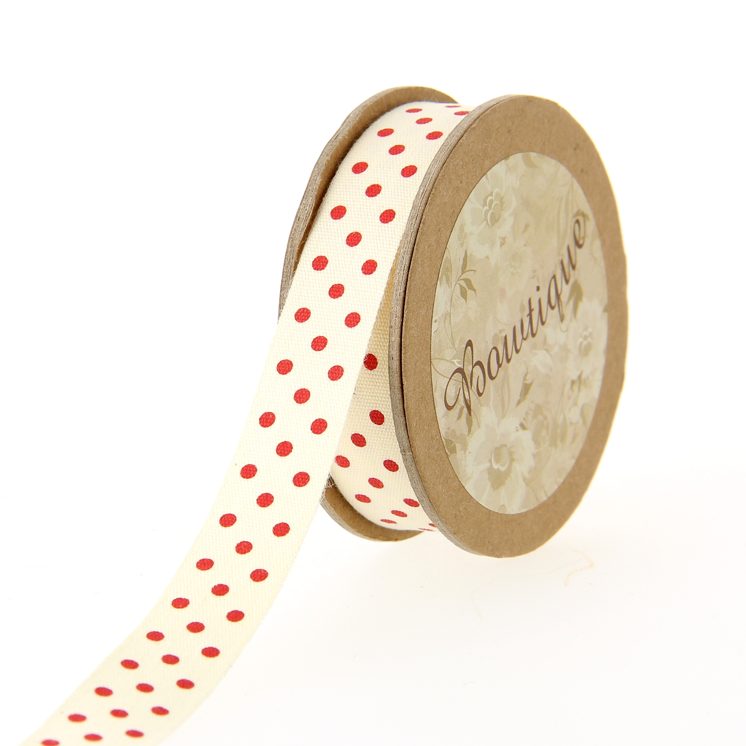 Ruban de Coton 5mx15mm - Pois rouges - Distrifil
