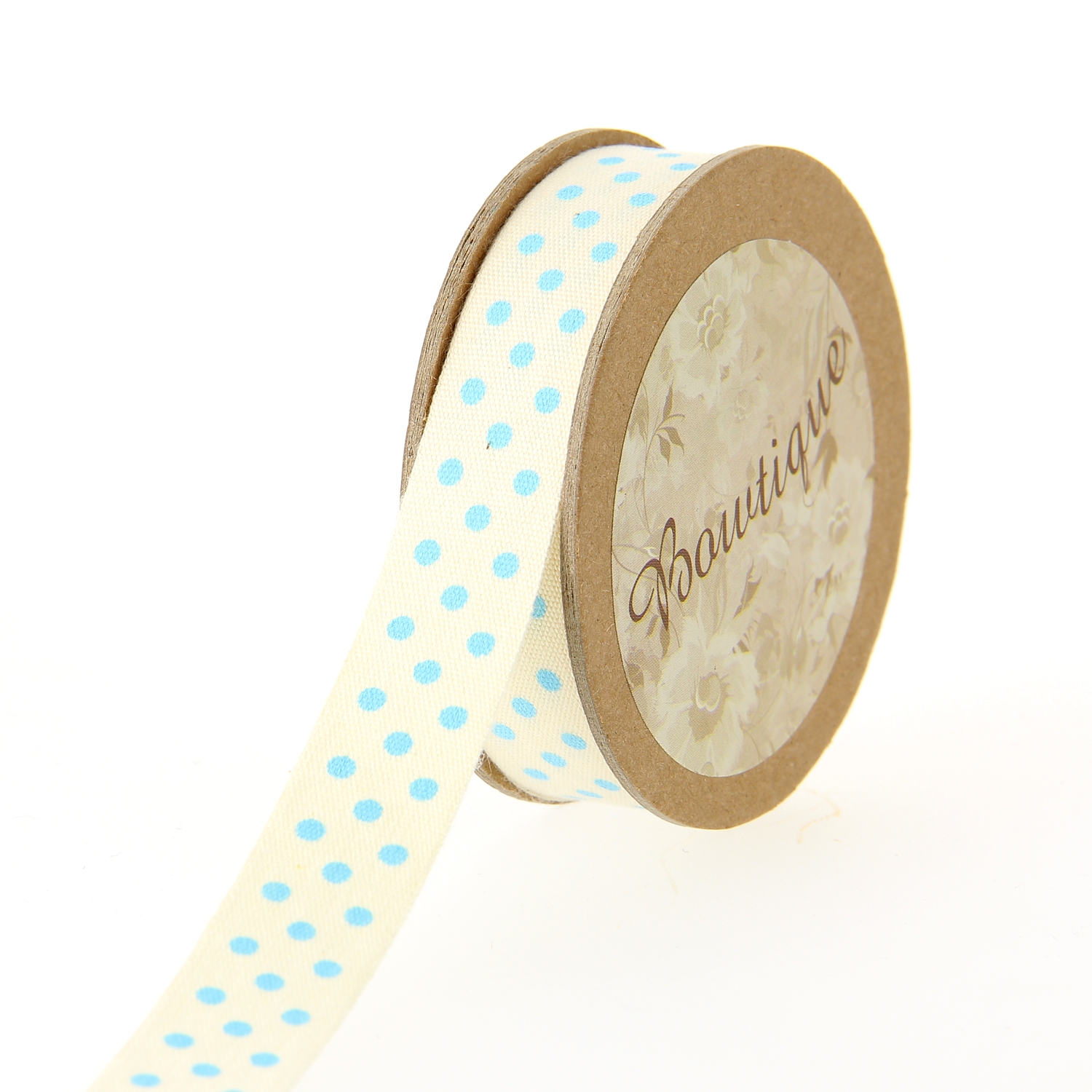 Ruban de Coton 5mx15mm - Pois Bleu ciel - Distrifil