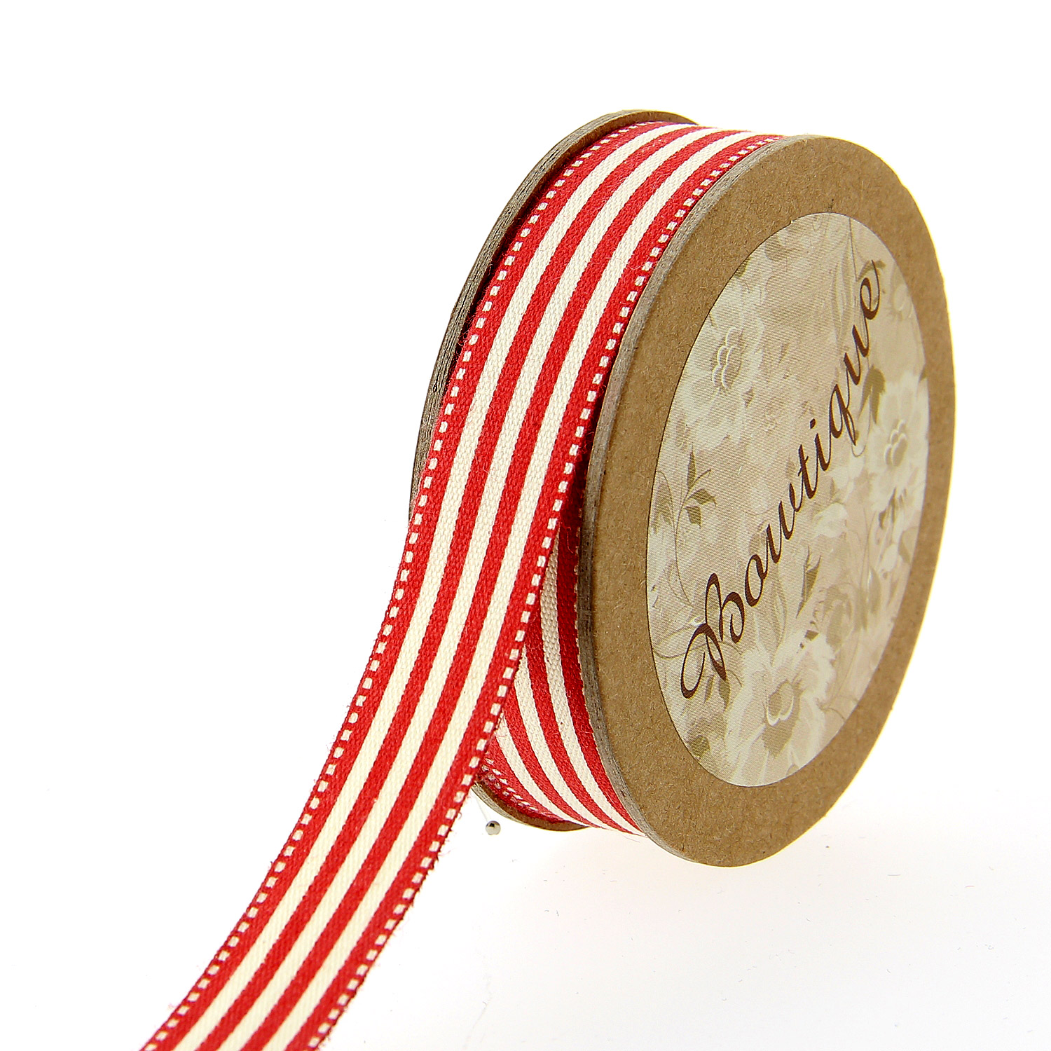 Ruban de Coton 5mx15mm - Rayures rouge - Distrifil