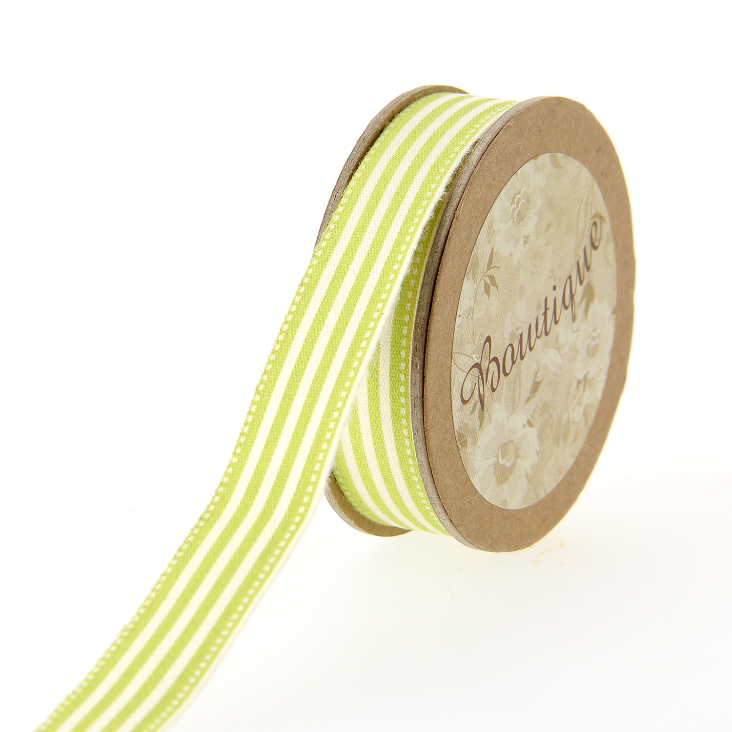 Ruban de Coton 5mx15mm - Rayures vert clair - Distrifil