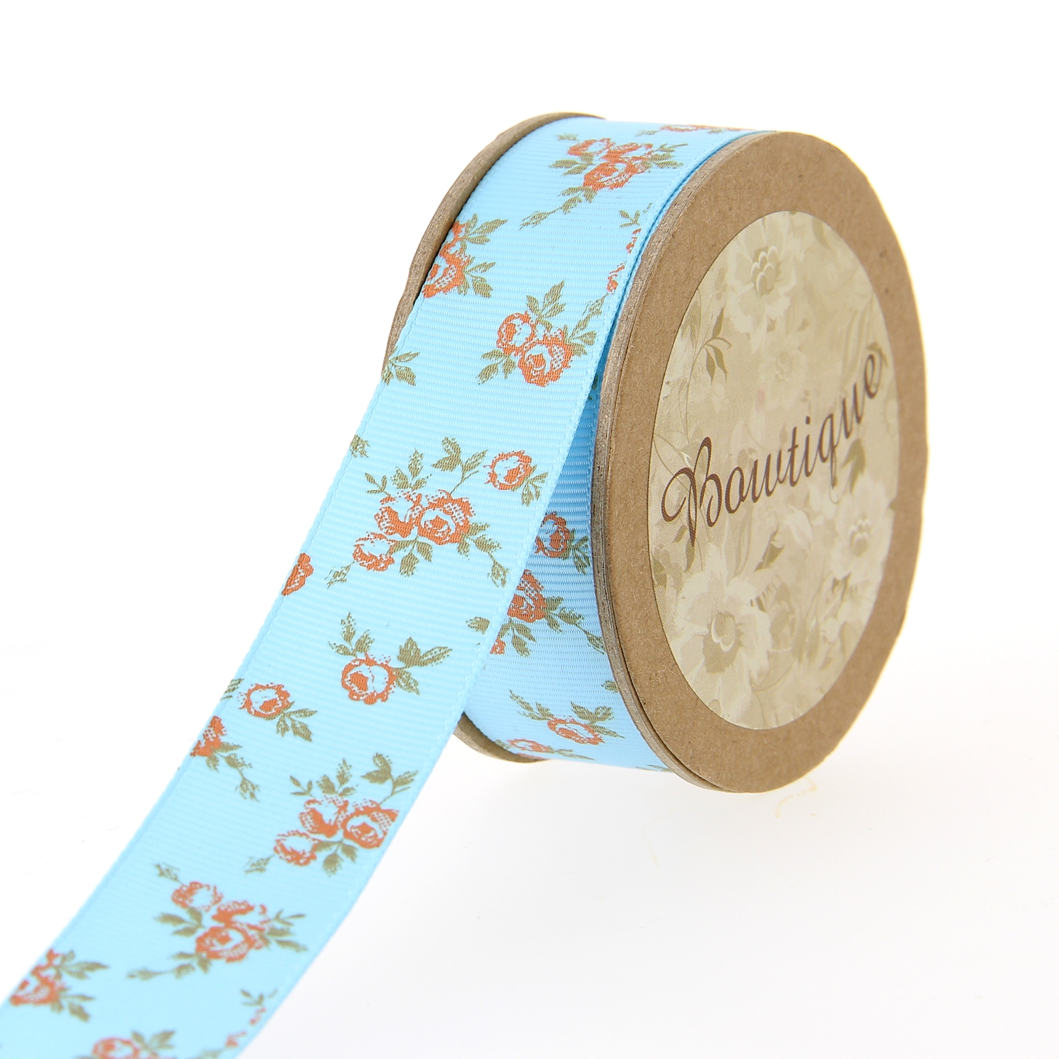 Ruban Gros Grain 5mx20mm - Fleur oranges - Distrifil