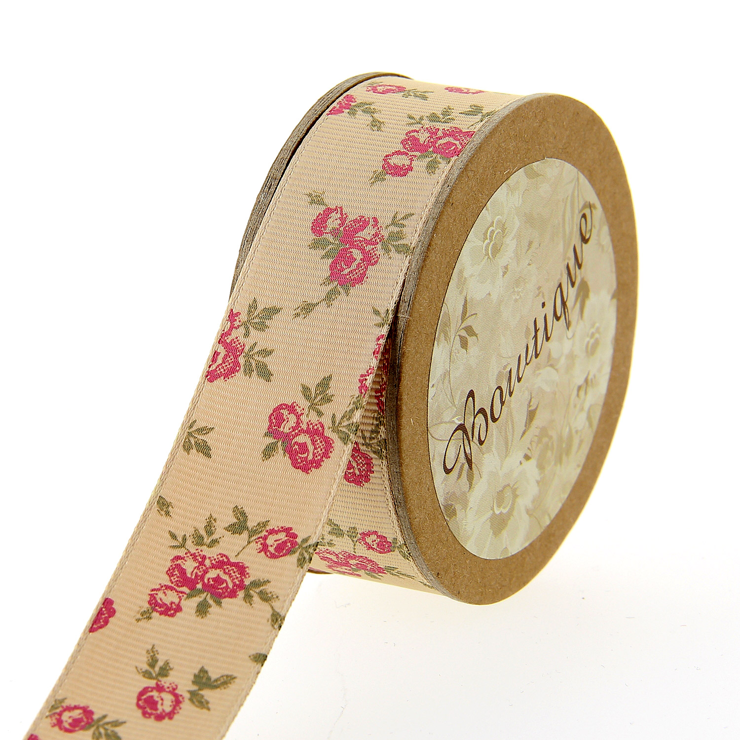 Ruban Gros Grain 5mx22mm - Fleurs Roses - Distrifil