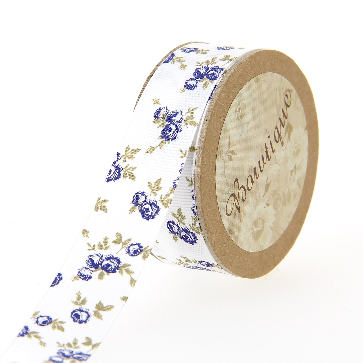 Ruban Gros Grain 5mx22mm - Fleur Bleues - Distrifil