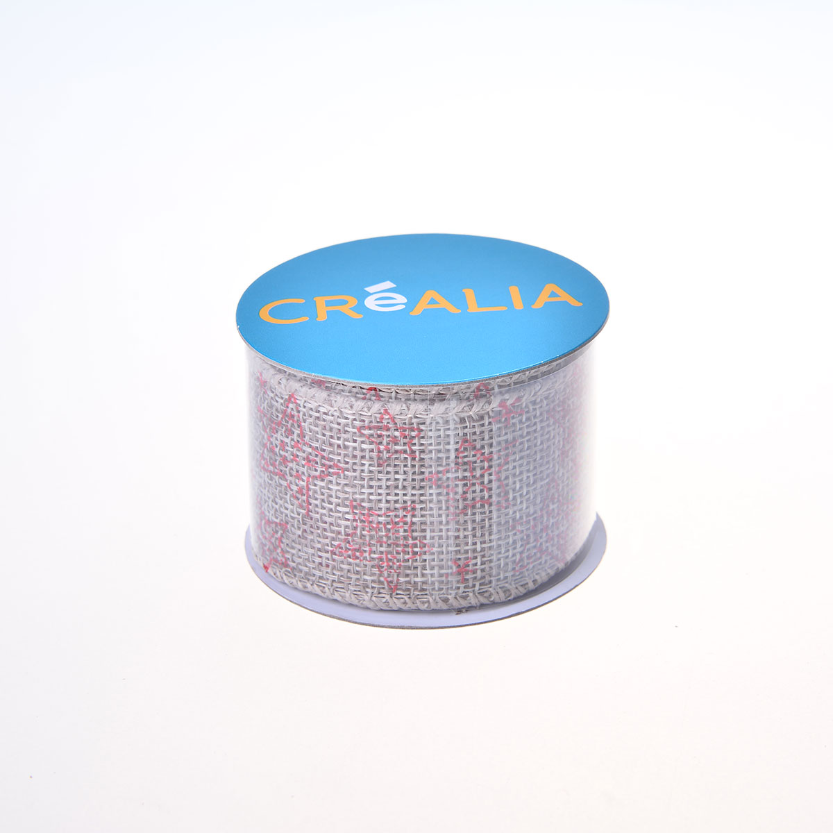 Large ruban en jute motifs « Noël » rouges - Créalia