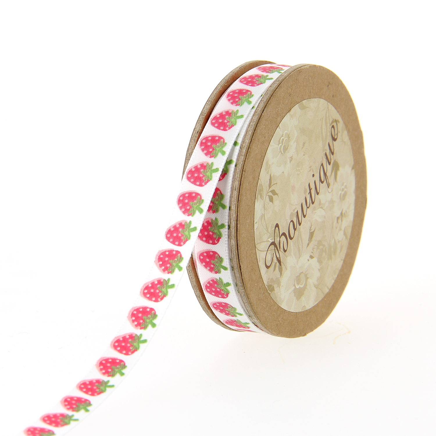 Ruban de Satin 5mx10mm - Fraises - Distrifil