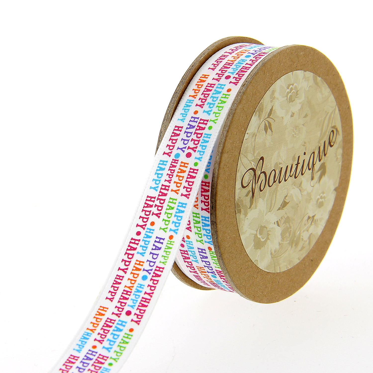 Ruban de Satin 5mx15mm - Happy - Distrifil