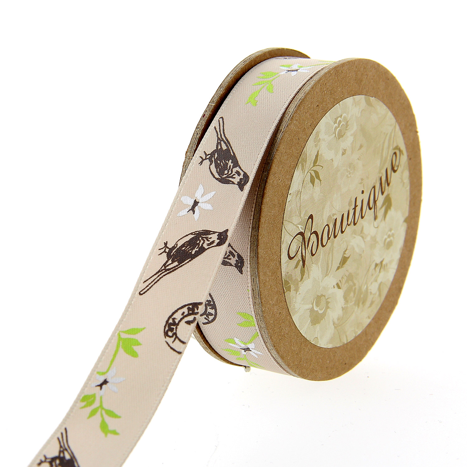 Ruban de Satin 5mx15mm - Oiseaux - Distrifil