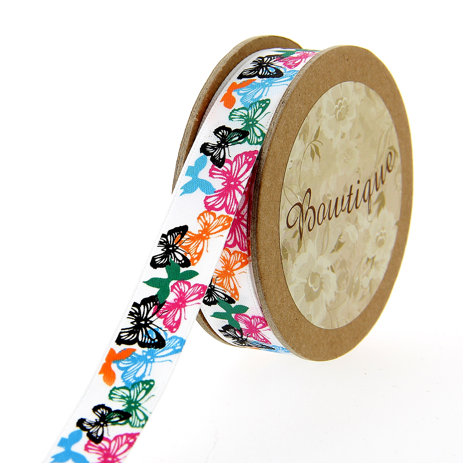 Ruban de Satin 5mx15mm - Papillons - Distrifil