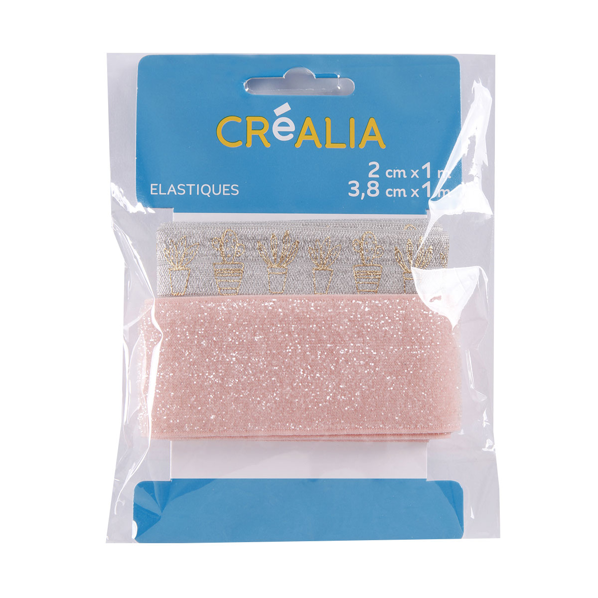 2 élastiques catus dorés et paillettes - Créalia
