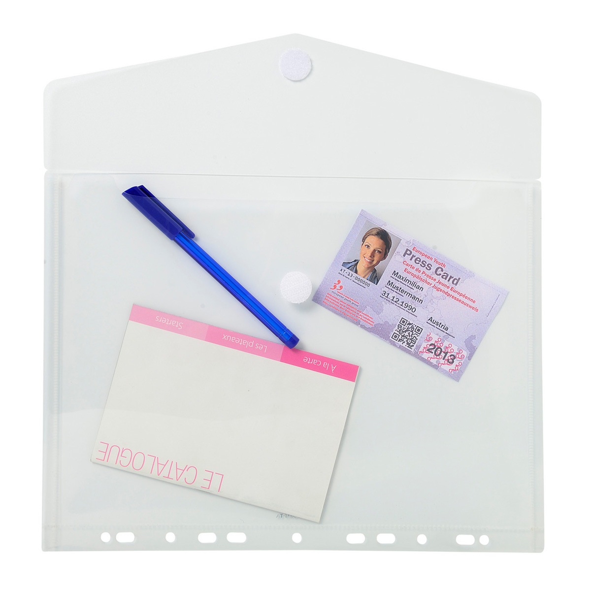 Sachet 5 pochettes perforées cristal 24*31.5cm à fermeture Velcro - Cristal - Exacompta