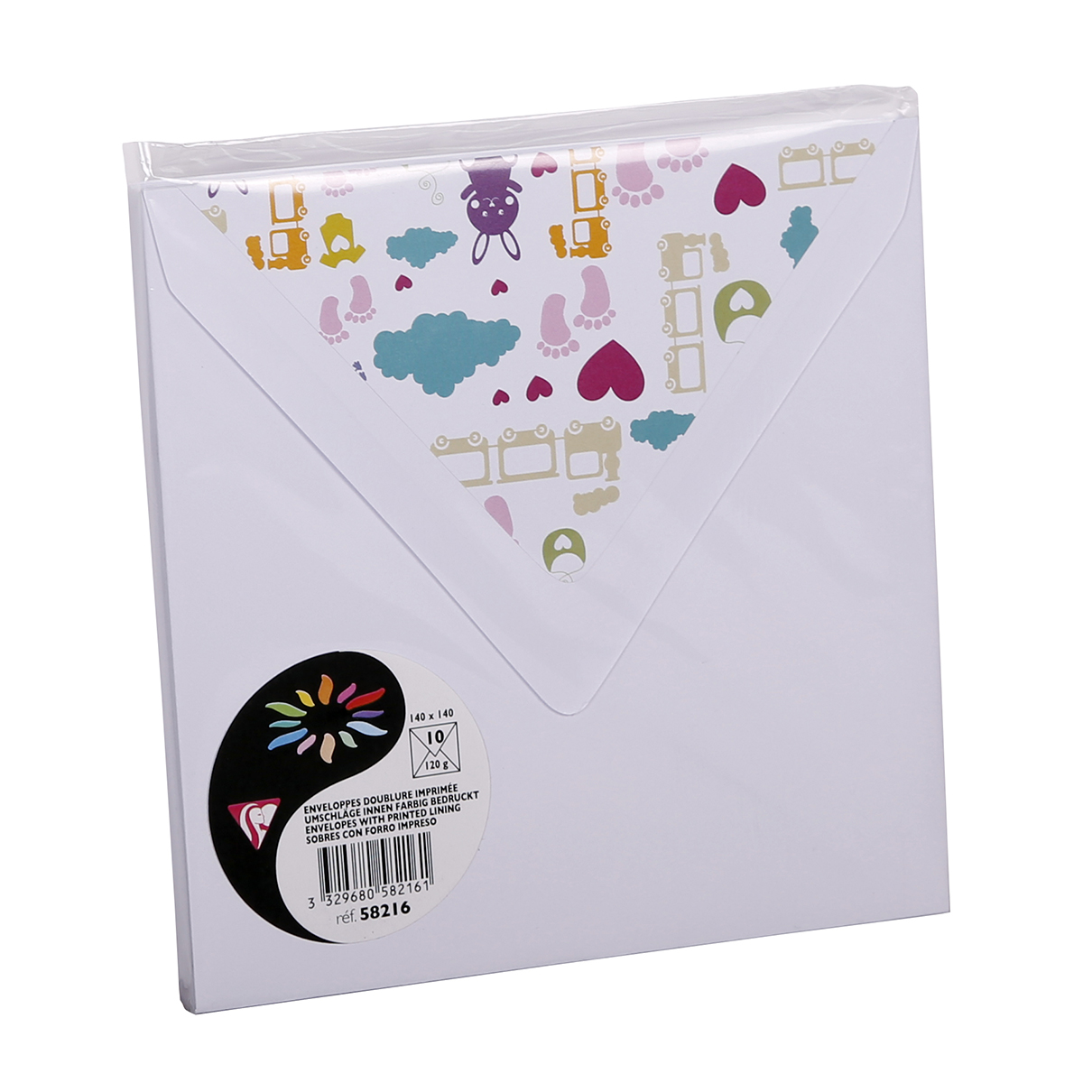 10 enveloppes Pollen 140x140mm - blanc doublure doudou
