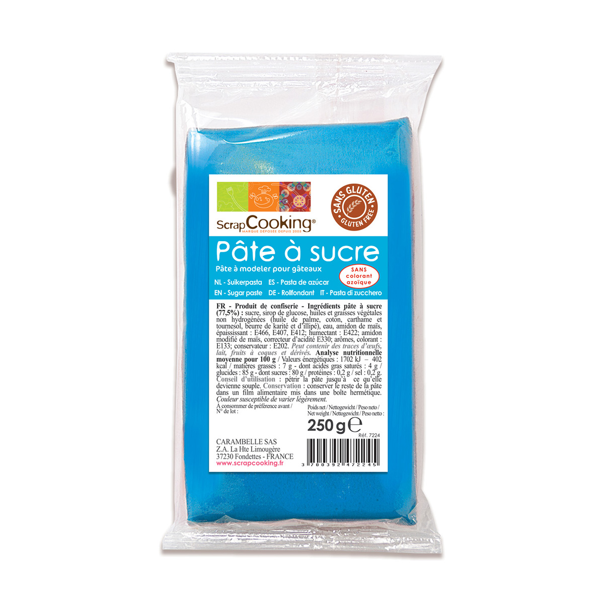 Pâte à sucre - bleu - 250g - Scrapcooking 