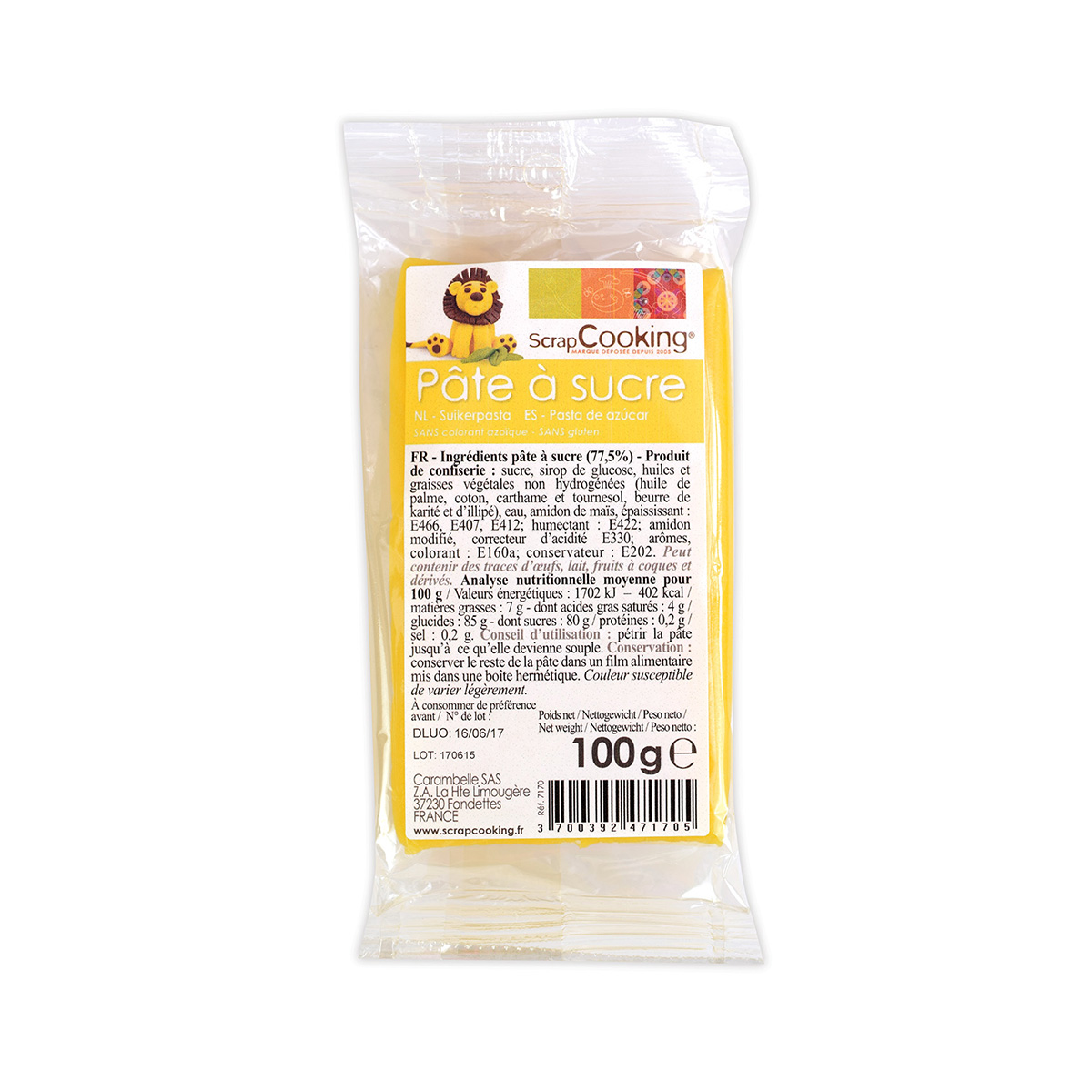 Pâte à sucre - jaune - 100g - Scrapcooking 