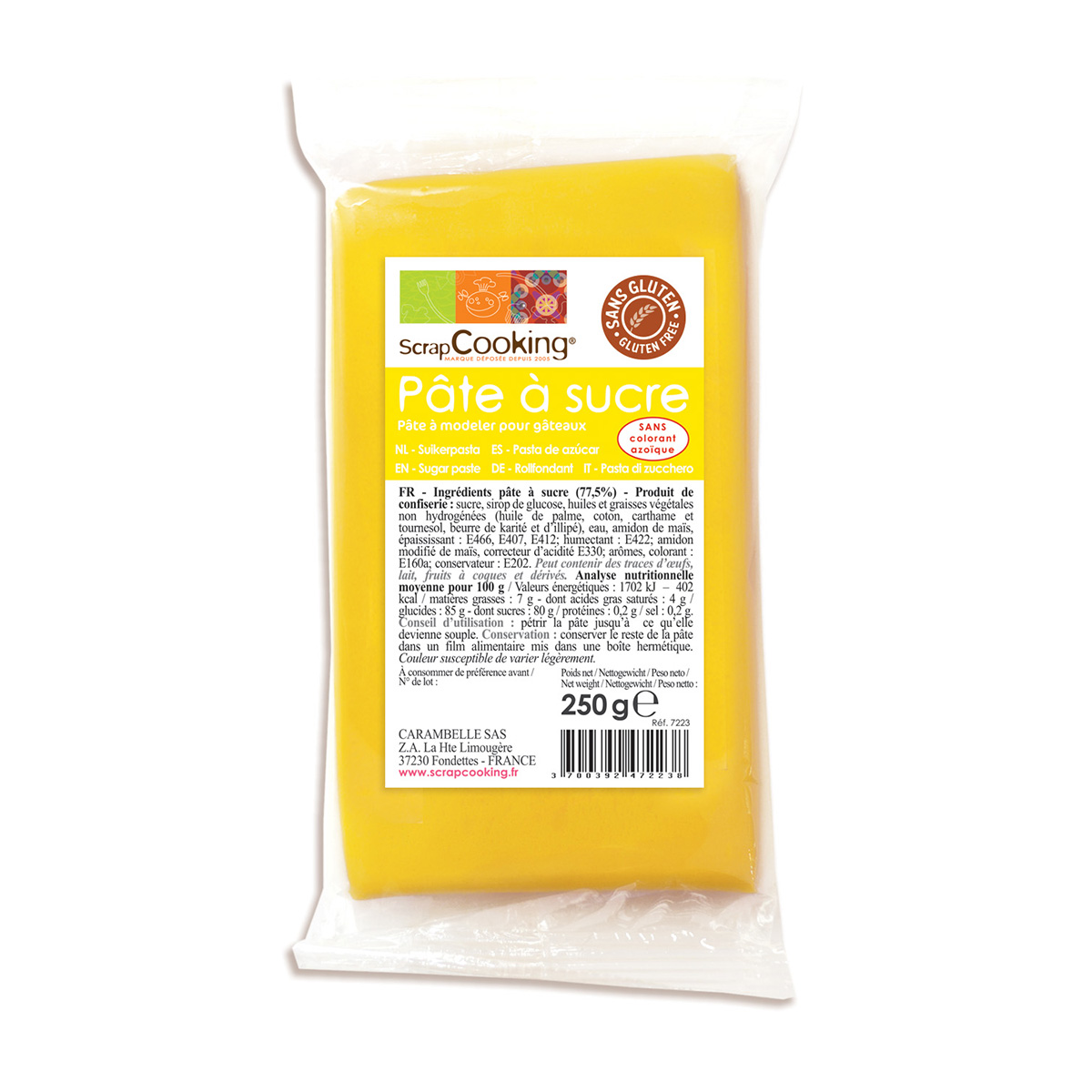 Pâte à sucre - jaune - 250g - Scrapcooking 