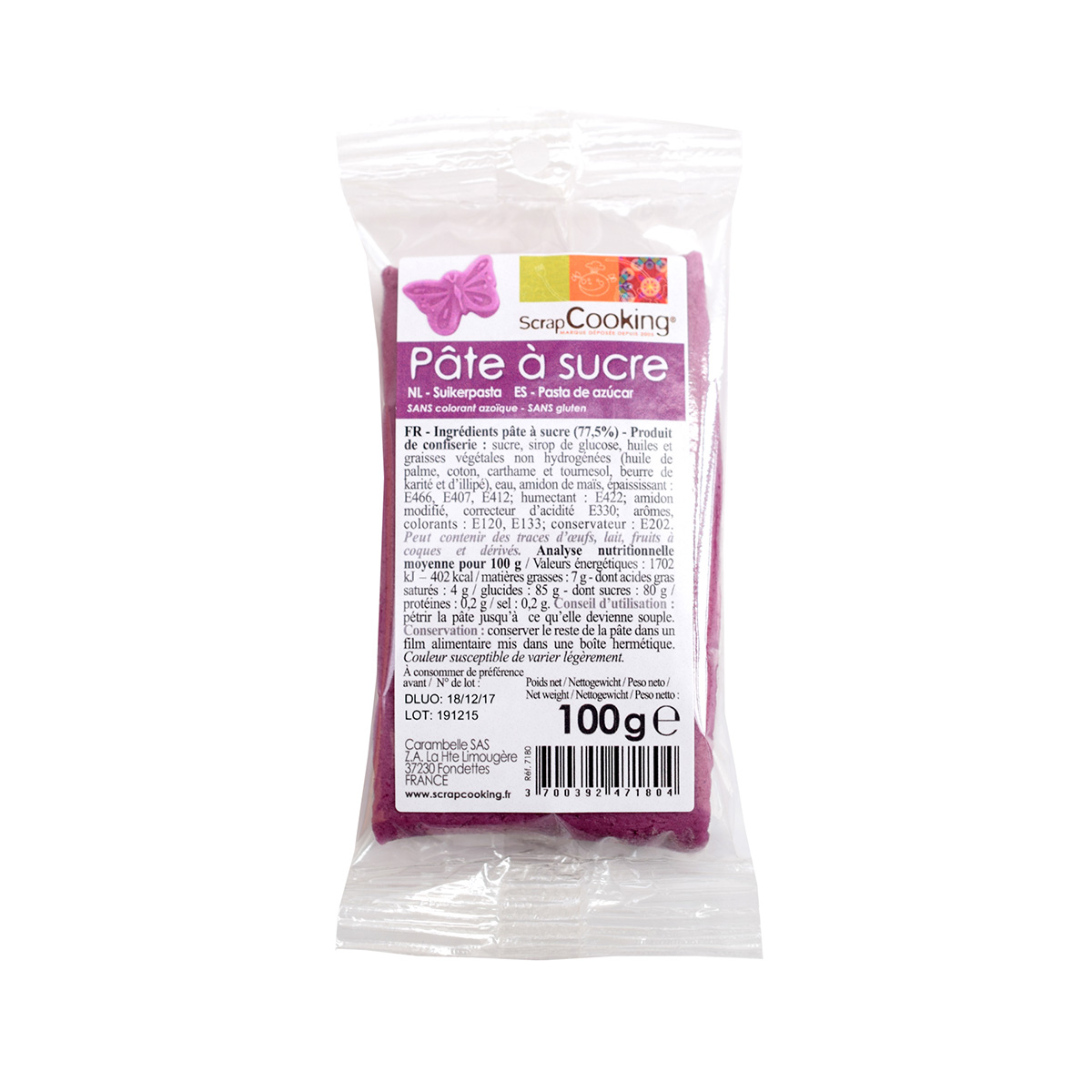 Pâte à sucre - lilas - 100g - Scrapcooking 