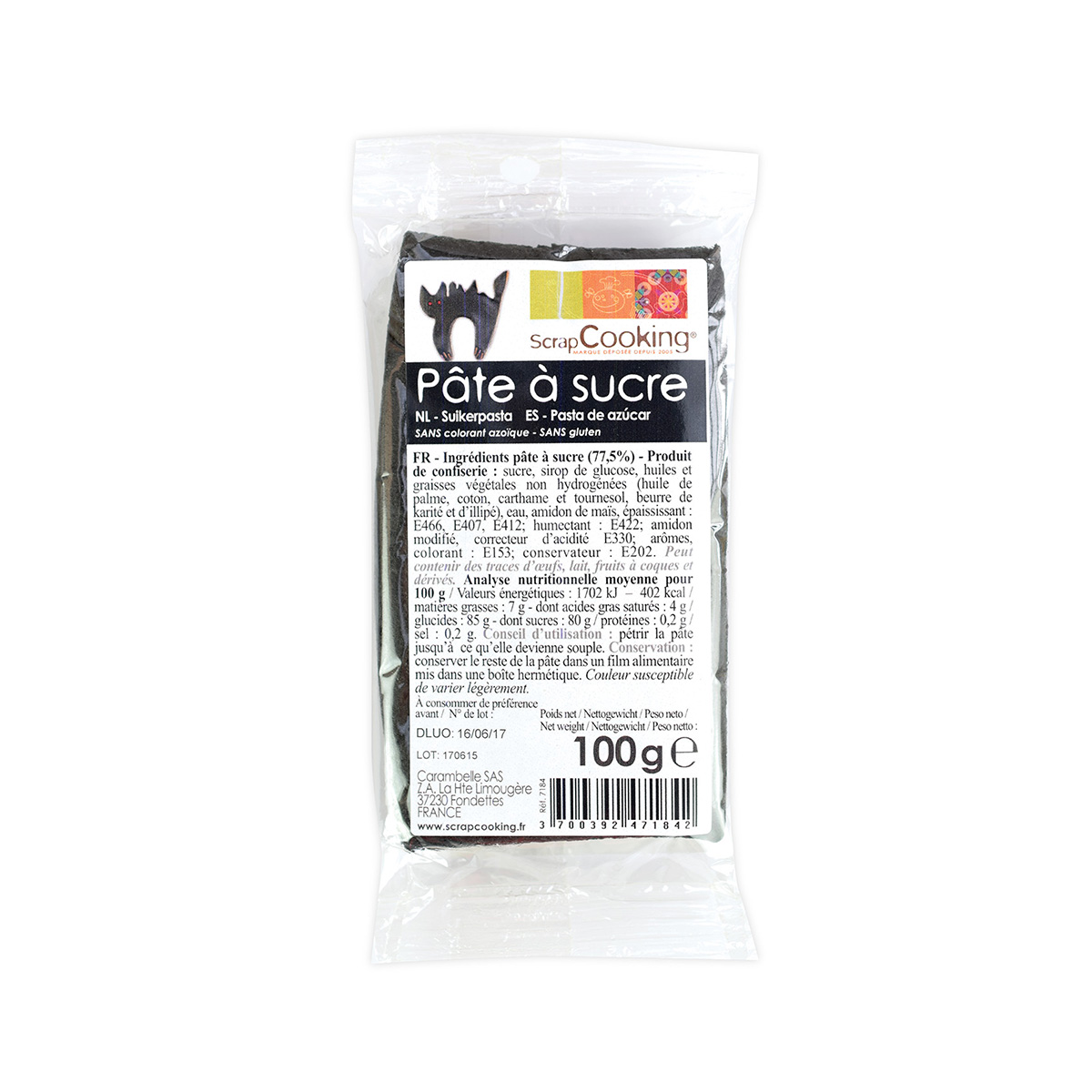 Pâte à sucre - noir - 100g - Scrapcooking 