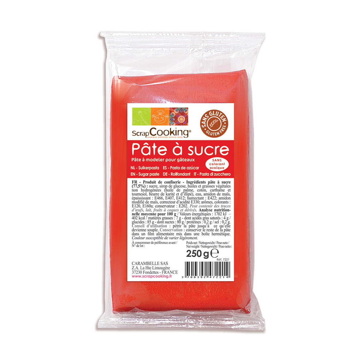 Pâte à sucre - rouge - 250g - Scrapcooking 