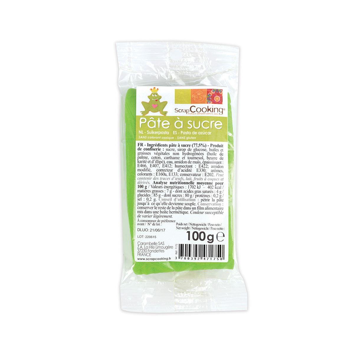 Pâte à sucre - vert prairie - 100g - Scrapcooking 