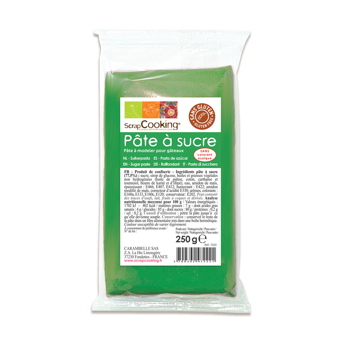 Pâte à sucre - vert - 250g - Scrapcooking 