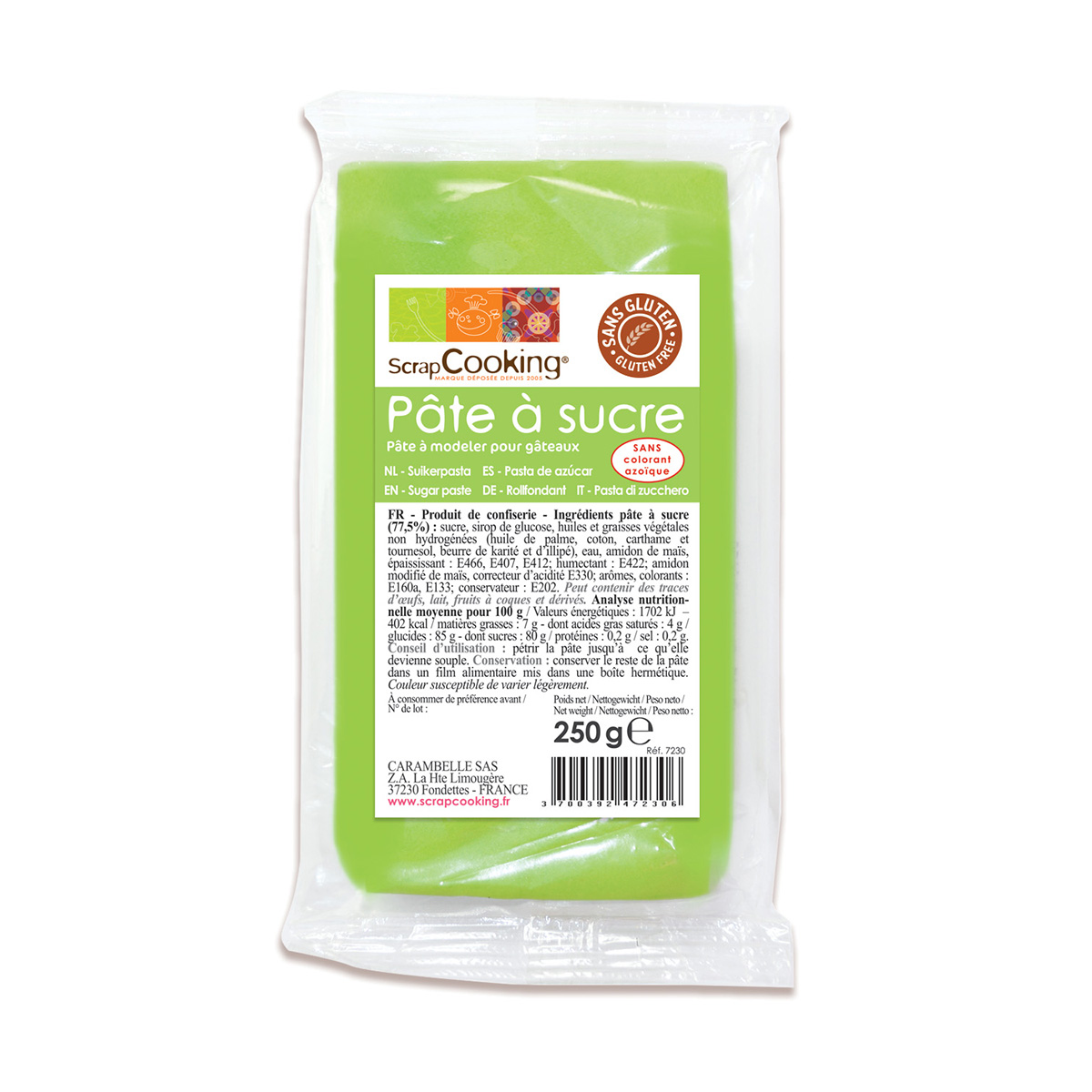 Pâte à sucre - vert - 250g - Scrapcooking 
