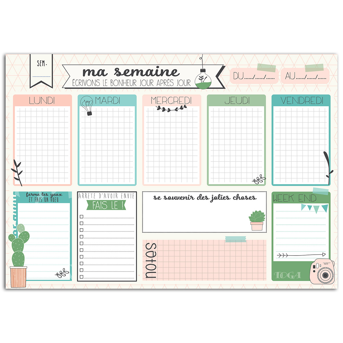 Bloc semainier - 52 pages - A4 - Enjoy the little things