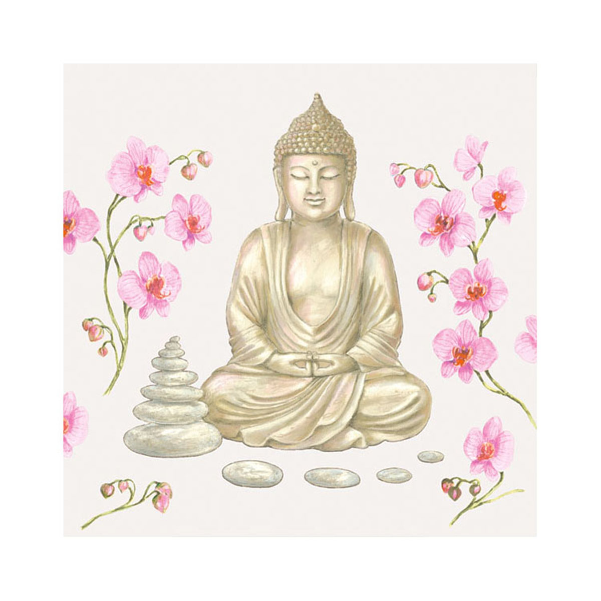 20 serviettes - Bouddha - 33x33 cm
