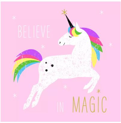 SERVIETTE LICORNE ROSE 33X33