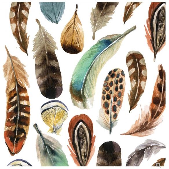 SERVIETTE PLUMES AQUARELLES 33