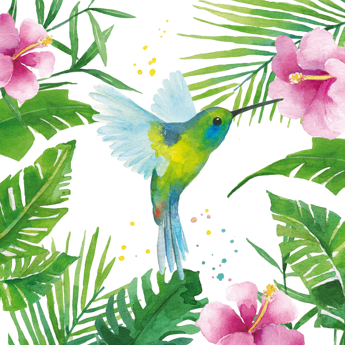 20 serviettes - Tropical Colibri - 33 x 33 cm