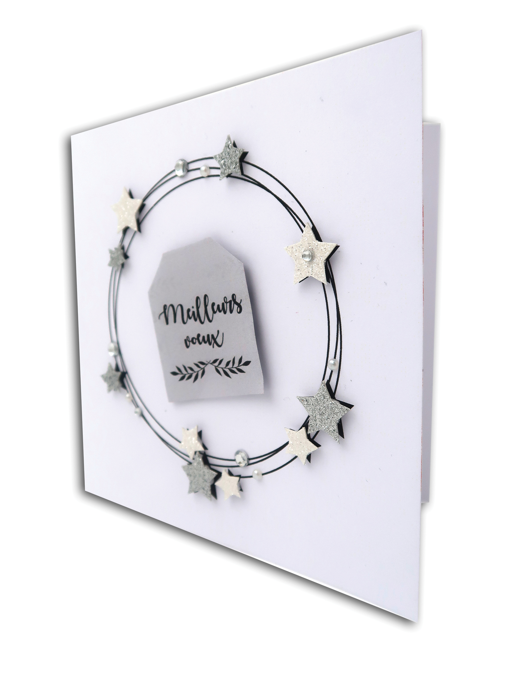 Kit 10 cartes de vœux 13x13cm Blanc et Argent - Toga