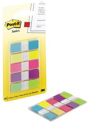 Marque-pages Post-it® Etroits couleurs néons - Lot 5 x 20