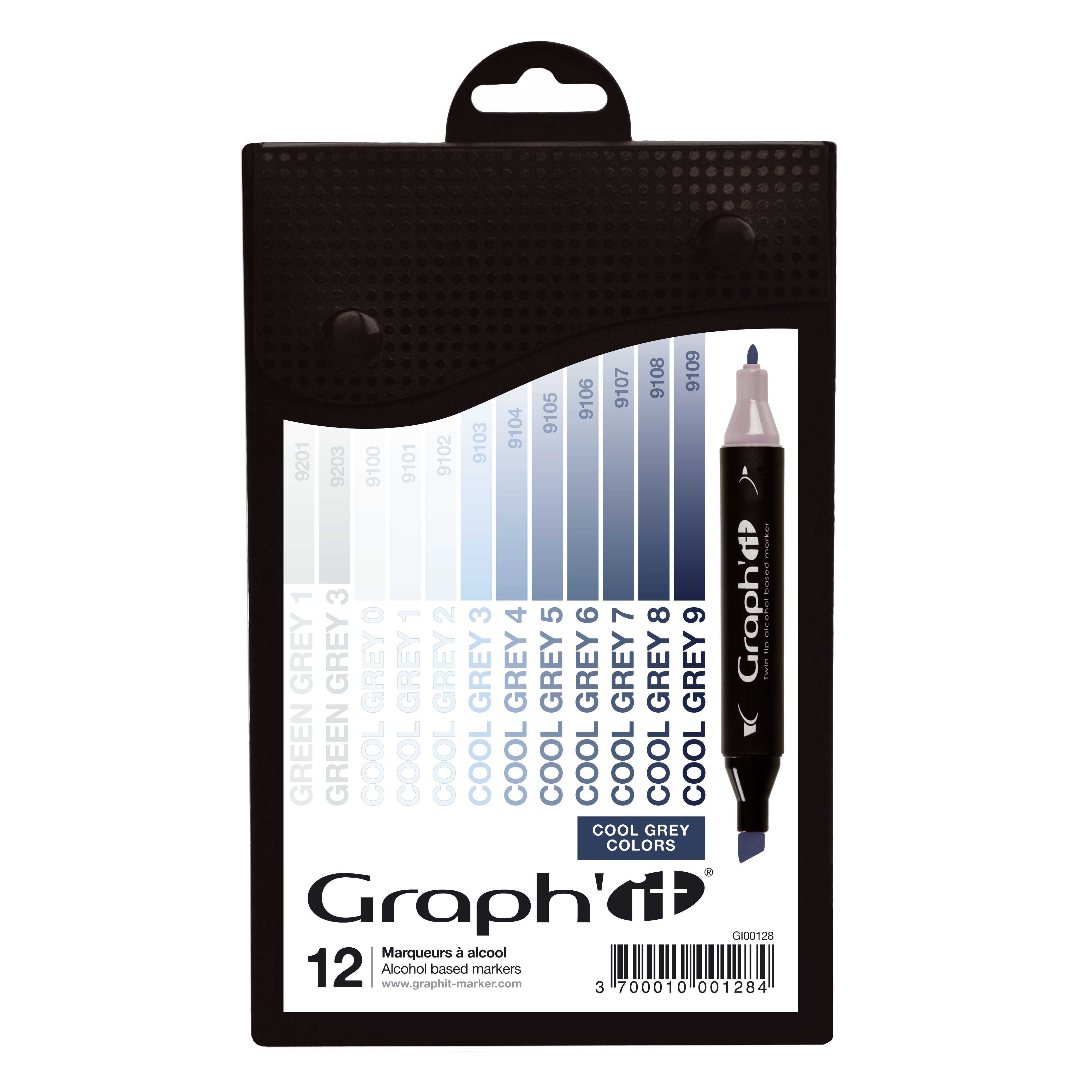 Set de 12 marqueurs GRAPH'IT - Cool Greys