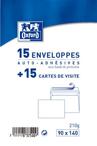 15 cartes de visites et enveloppes - Oxford