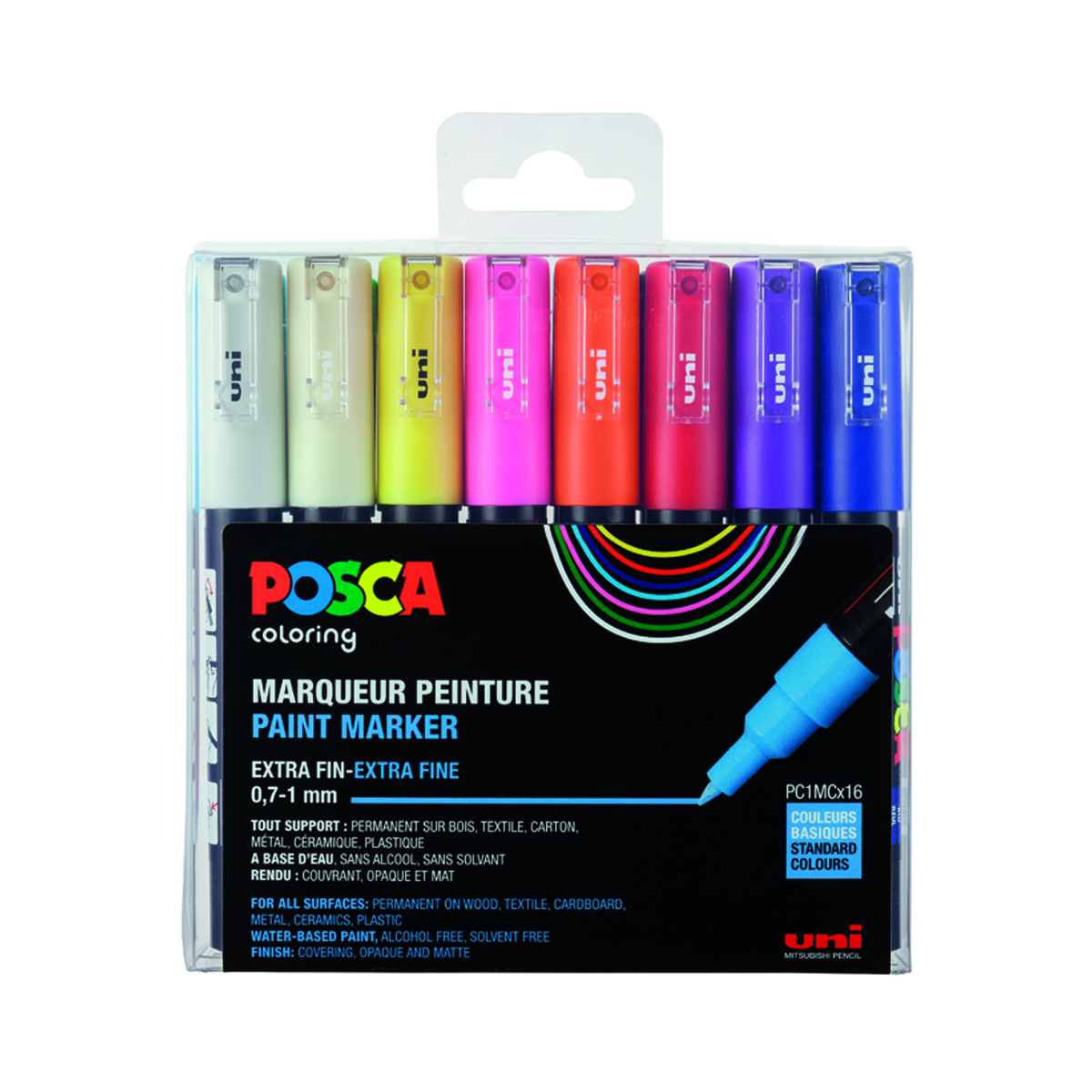 Set de 16 Posca - Pointe extra-fine conique - PC1MC
