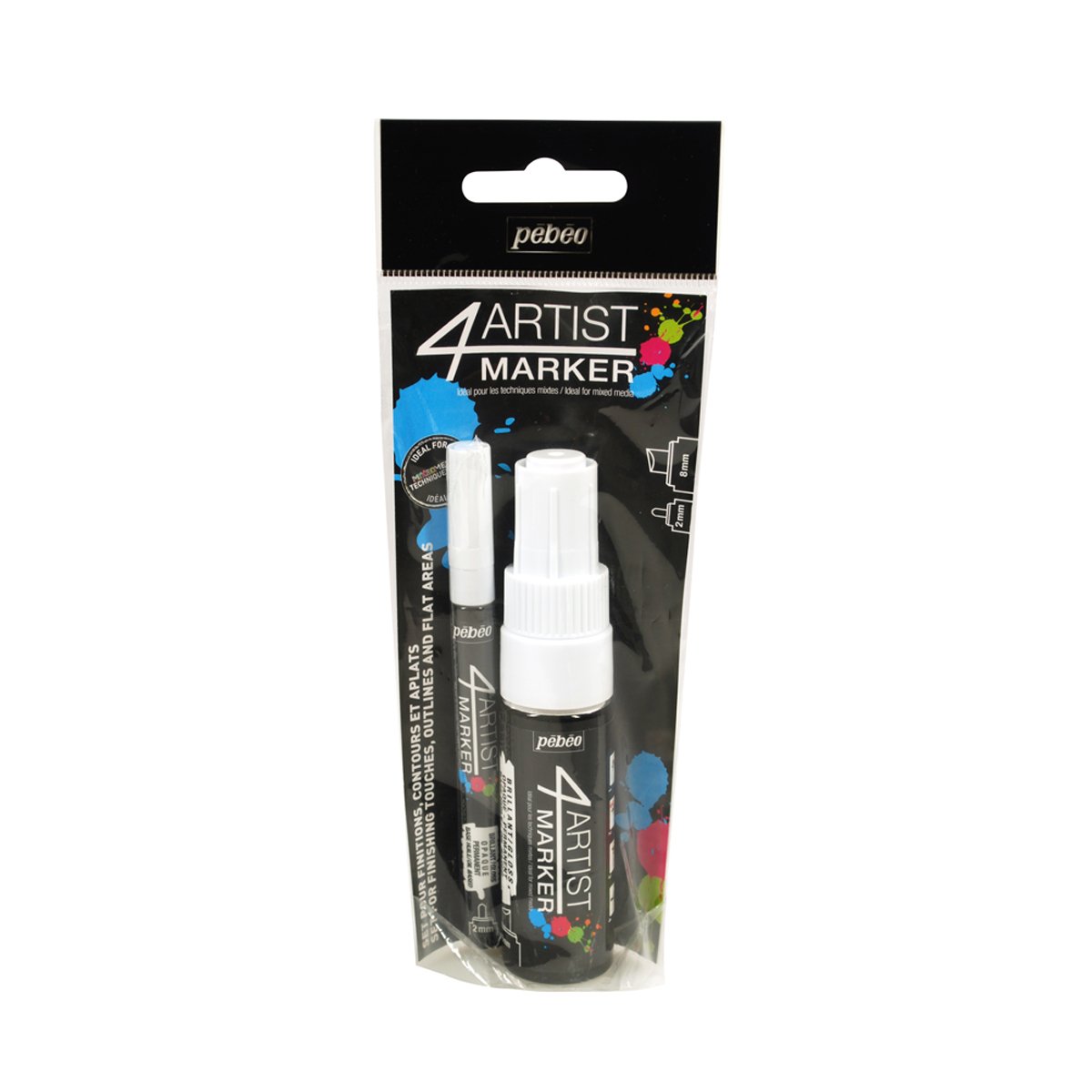 Set 4Artist Marker - pointes 2mm et 8mm - blanc