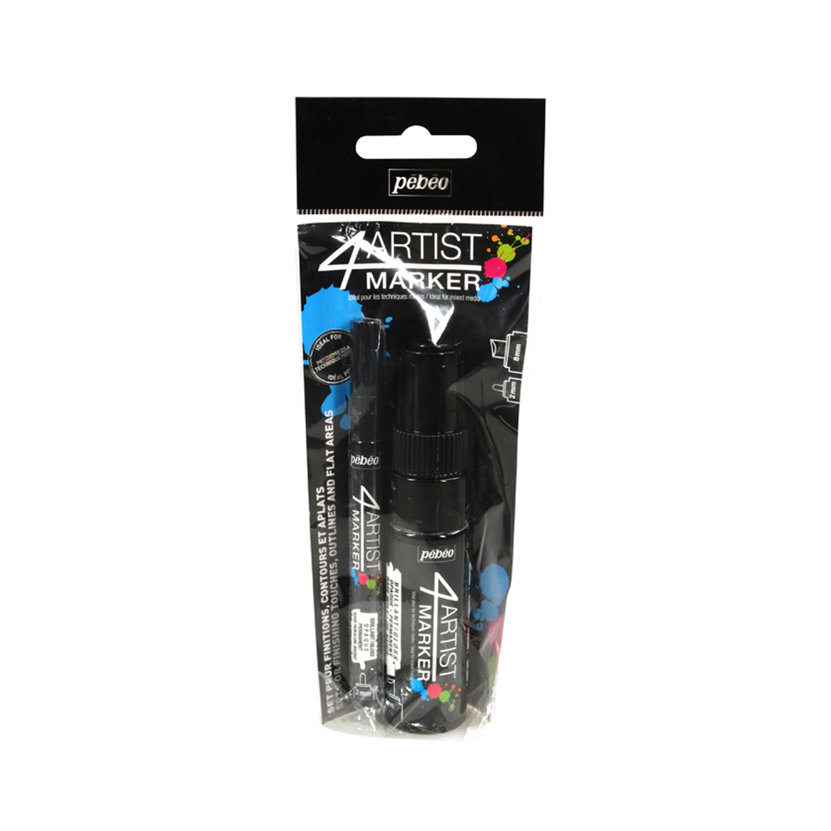 Set 4Artist Marker - pointes 2mm et 8mm - noir