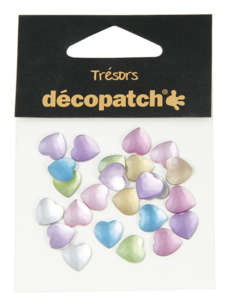 Set 24 cabochons cœurs 1 cm - pastel