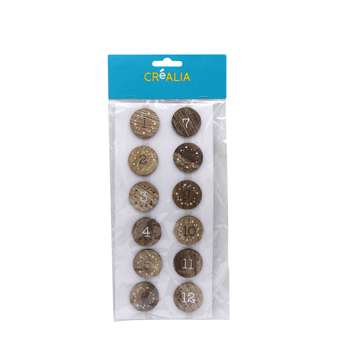 Set de 24 chiffres de l'Avent en bois peint 4 cm - Collection Hygge - Créalia