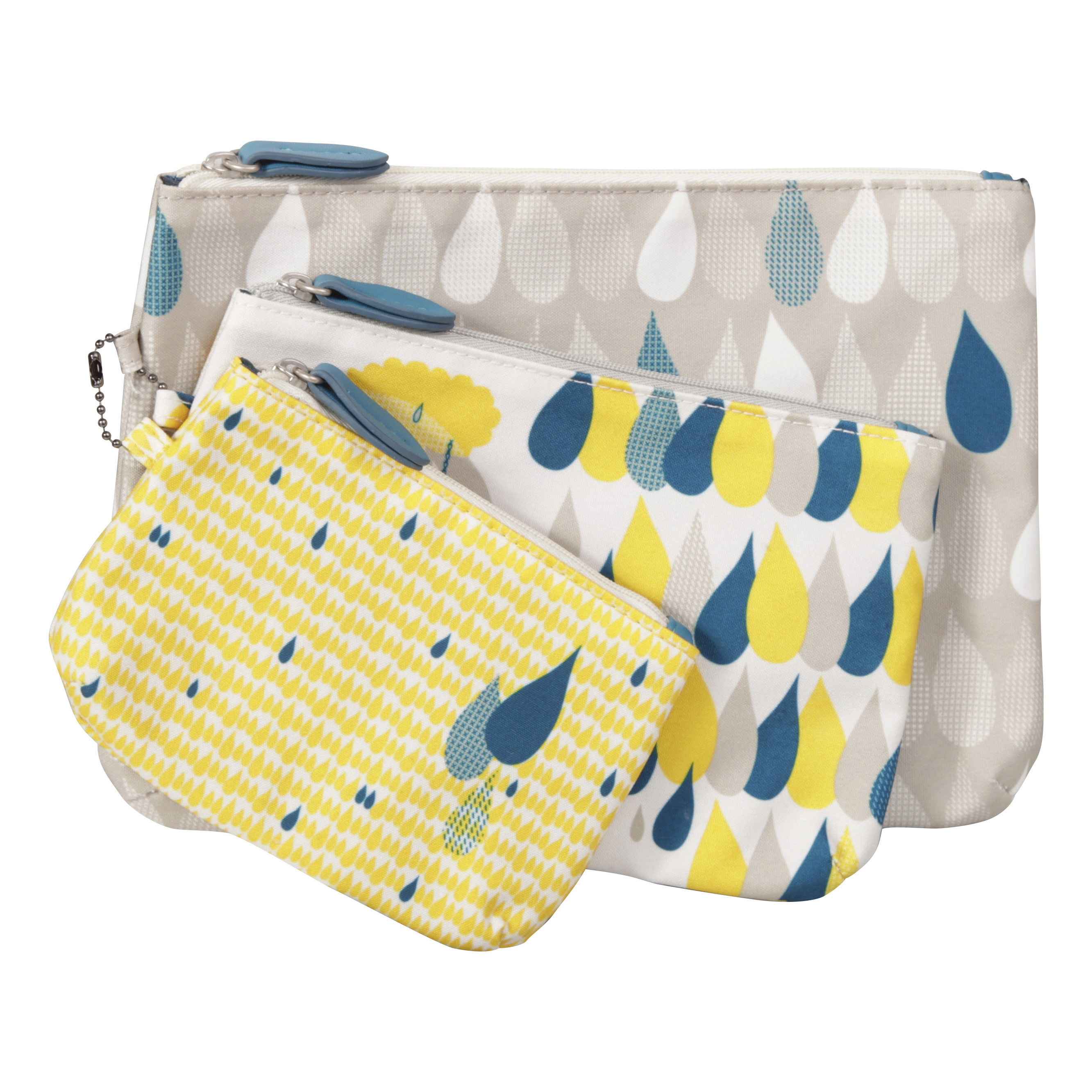 Set de 3 trousses motif 3 gouttes de pluies