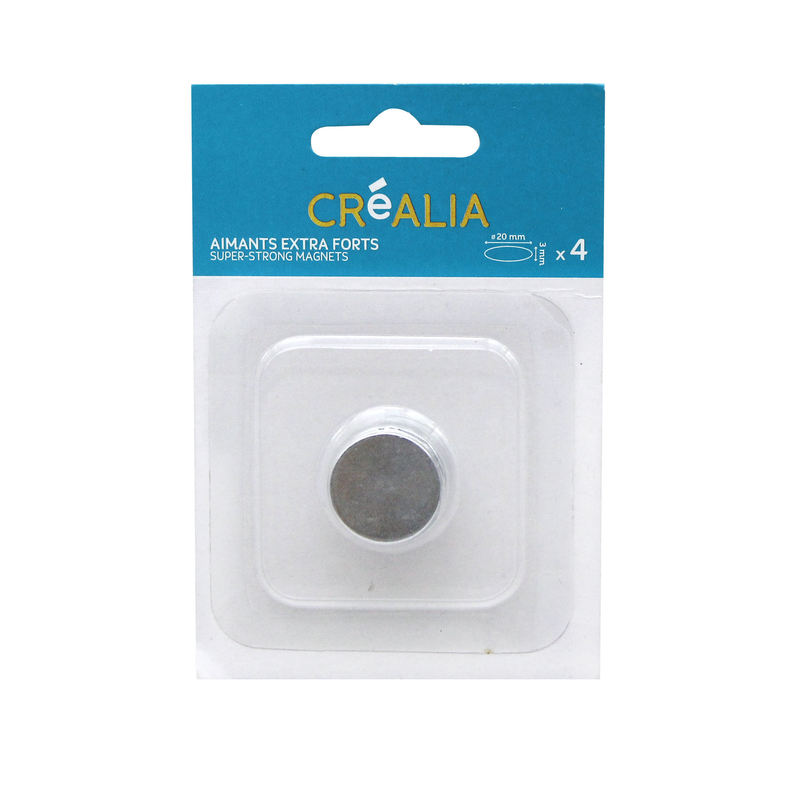 4 aimants ronds 20x3mm extra-forts - Créalia