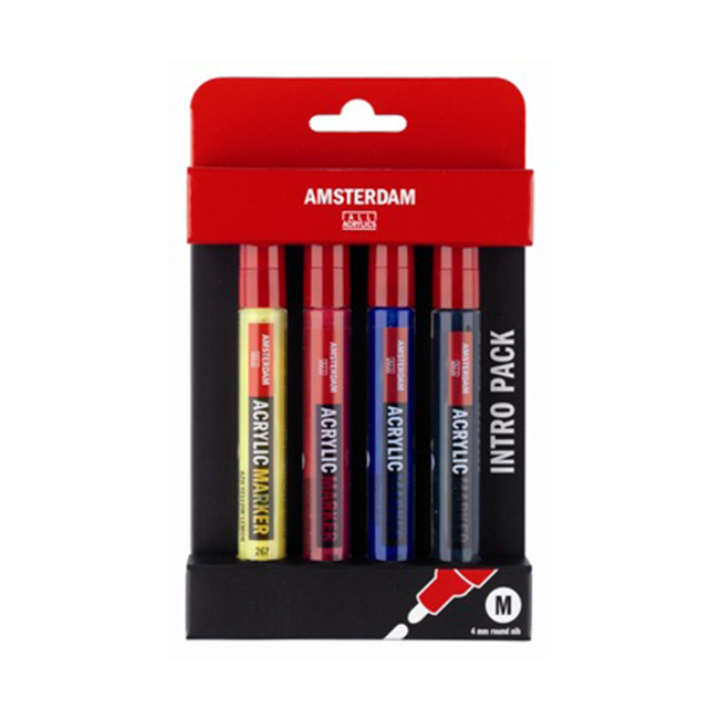 Lot de 4 acrylmarkers Mediums Basic - Amsterdam